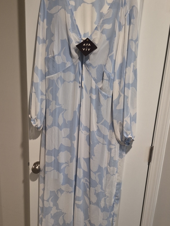 Ava & Viv Dresses & Skirts - Ava & Viv Pale Blue and White Floral Sheer Maxi Dress